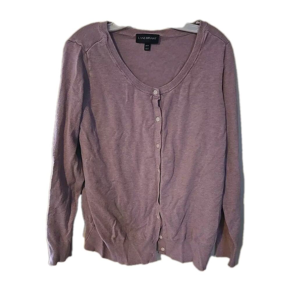Lane Bryant Purple Button Front Knit Preppy Cardigan Sweater Womans‎ Size 18/20